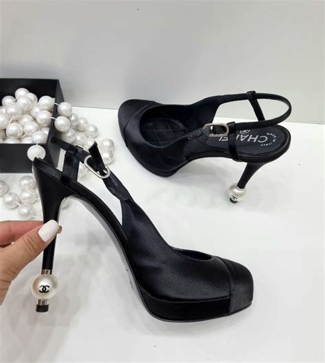 chanel heels pearl|Chanel pearl heels for sale.